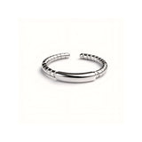 925 Sterling Silver Ribbed Toe Rings with Center Bar