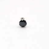 925 Sterling Silver Round Black Stone Nose Pin