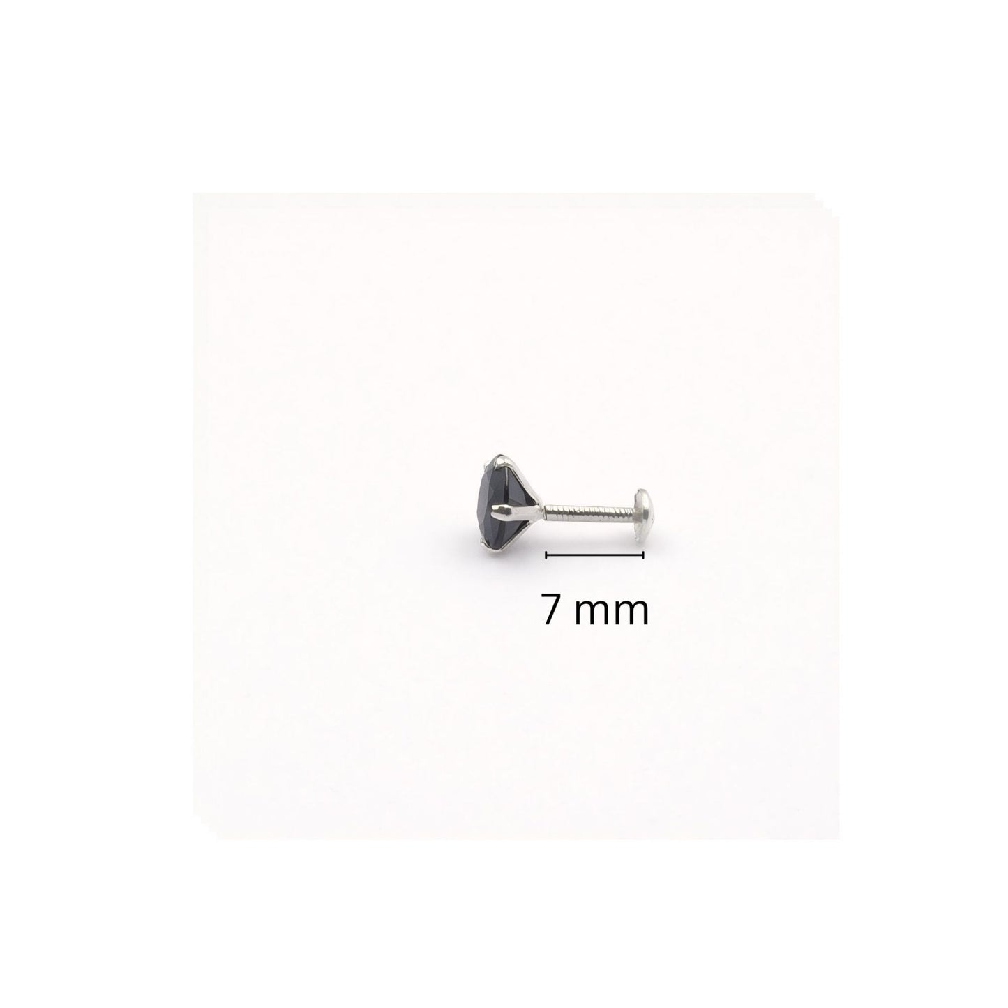 925 Sterling Silver Round Black Stone Nose Pin