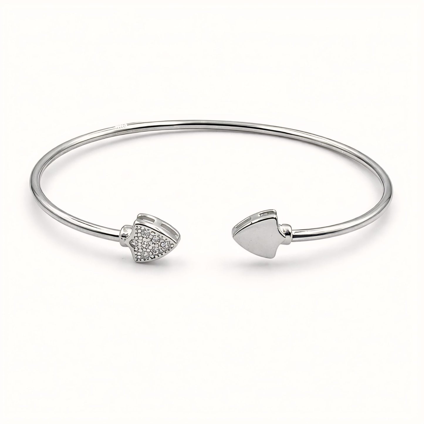 925 Sterling Silver Flexible Open Cuff Kada with Cubic Zirconia