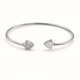 925 Sterling Silver Flexible Open Cuff Kada with Cubic Zirconia
