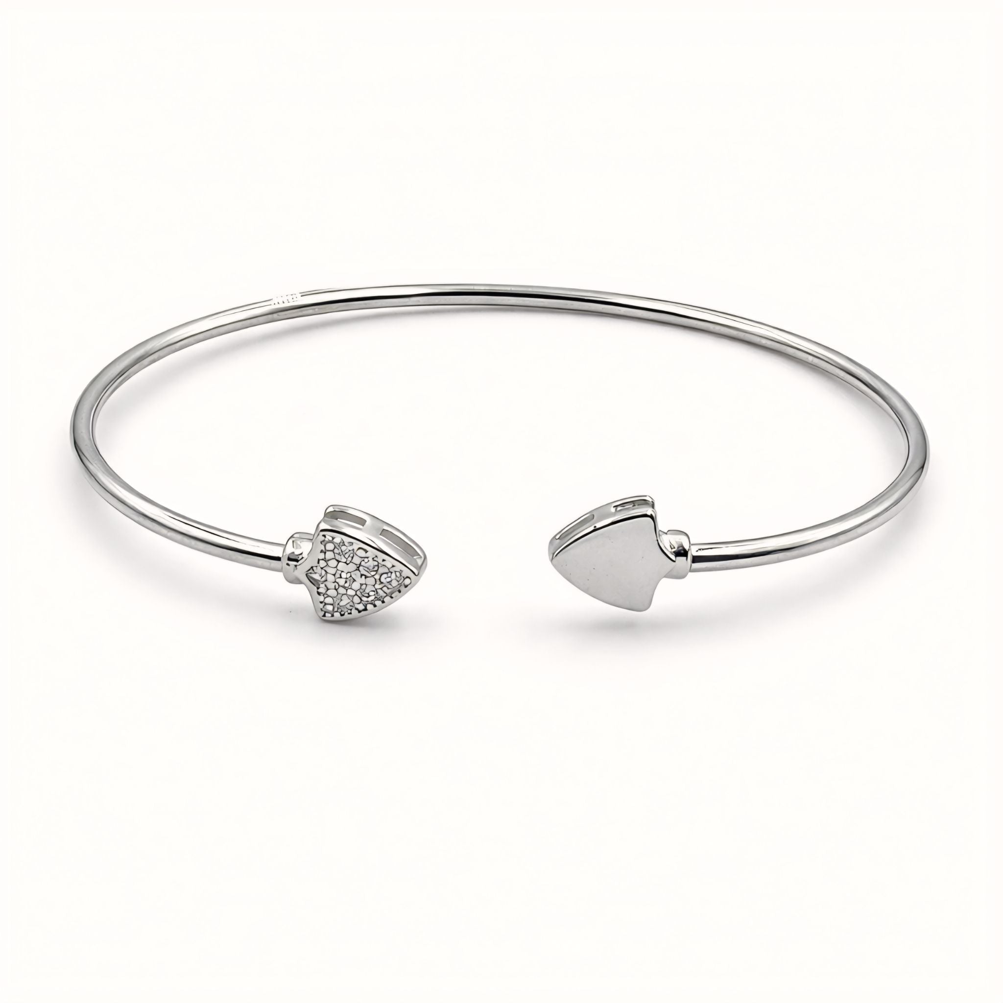 925 Sterling Silver Flexible Open Cuff Kada with Cubic Zirconia