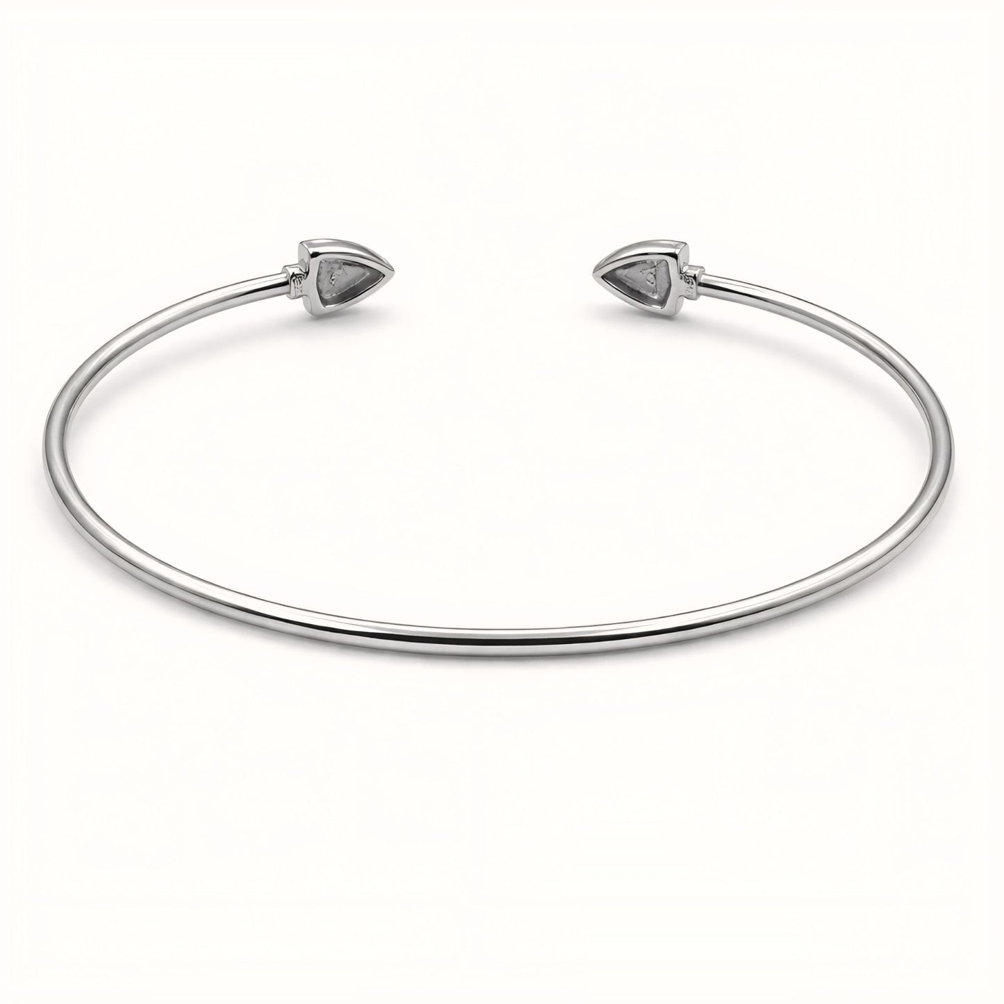 925 Sterling Silver Flexible Open Cuff Kada with Cubic Zirconia
