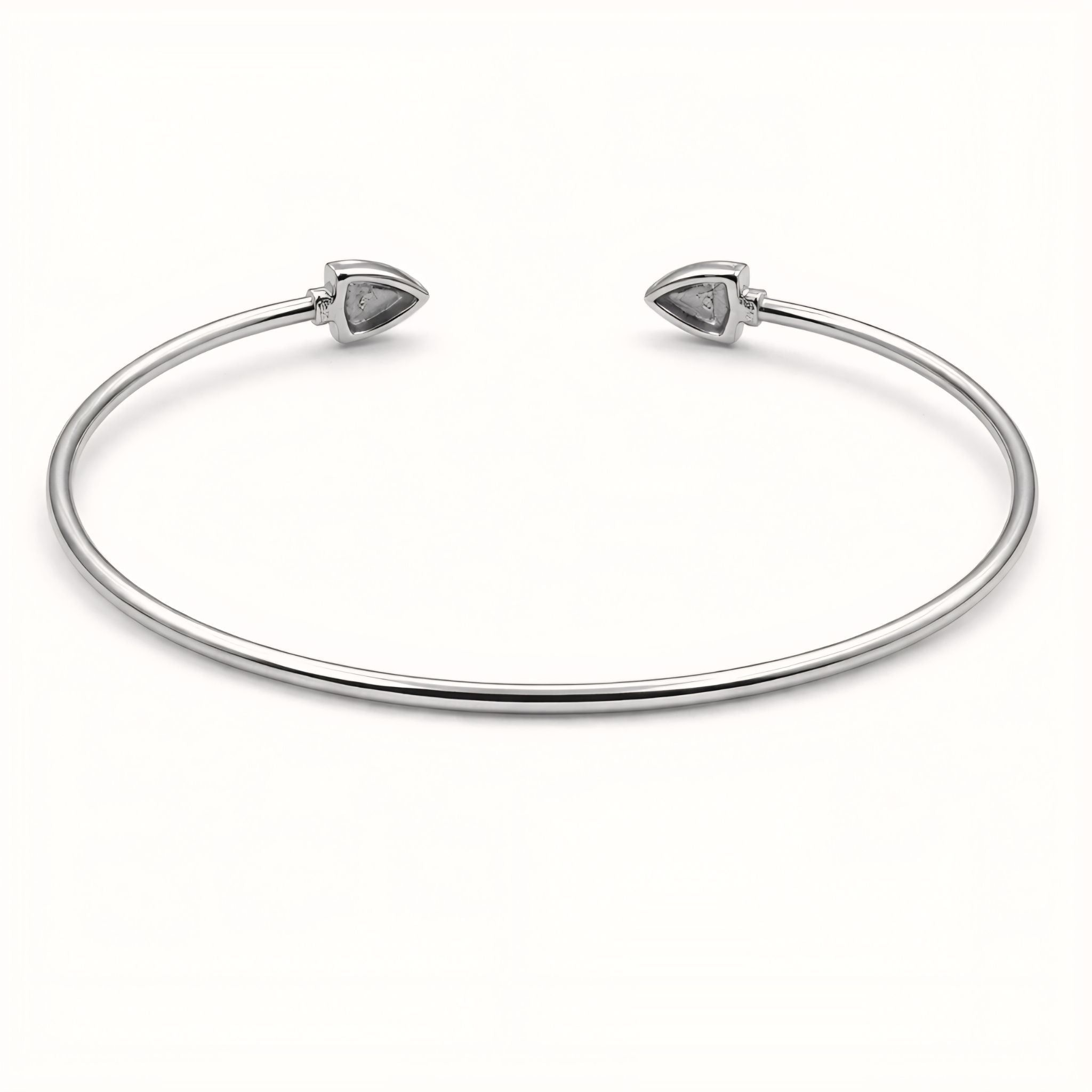 925 Sterling Silver Flexible Open Cuff Kada with Cubic Zirconia