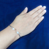 925 Sterling Silver Flexible Open Cuff Kada with Cubic Zirconia