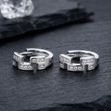 925 Sterling Silver Geometric Hoop Earrings With Cubic Zirconia