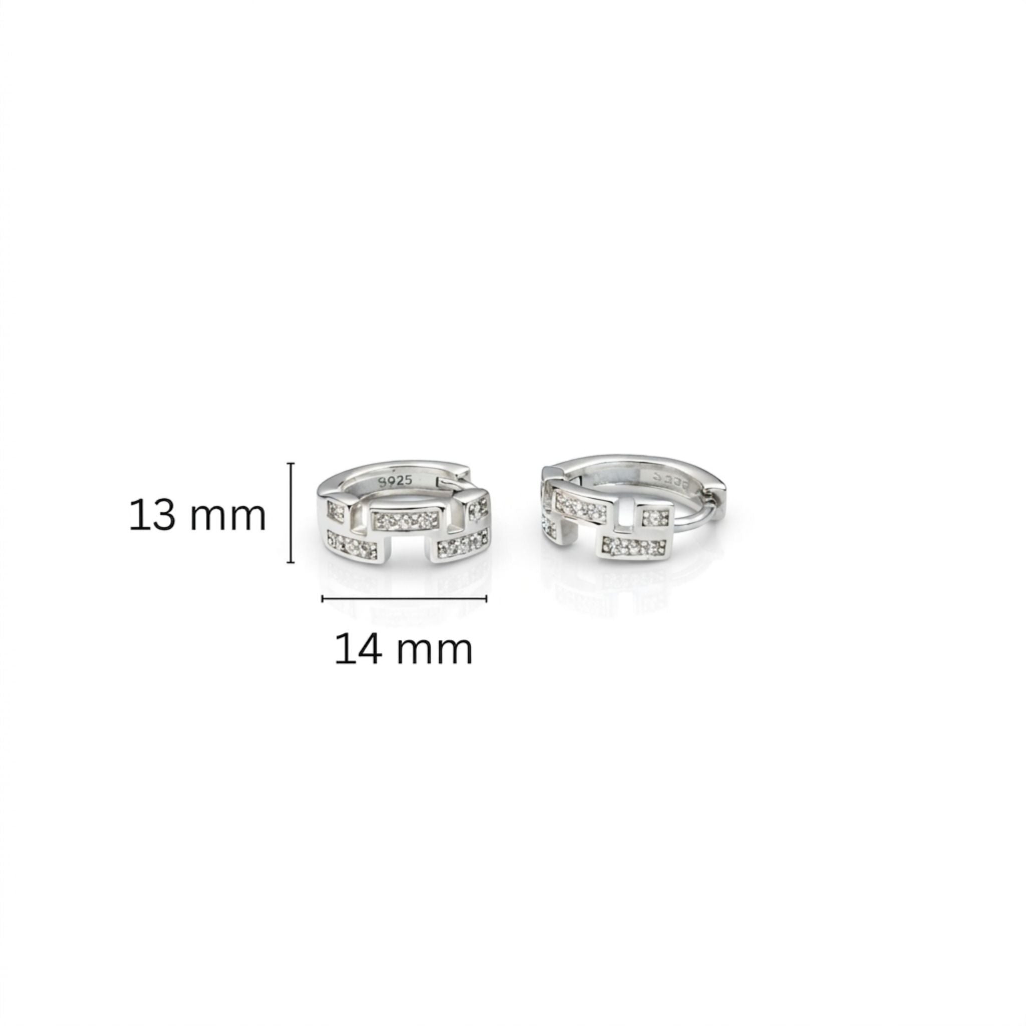 925 Sterling Silver Geometric Hoop Earrings With Cubic Zirconia