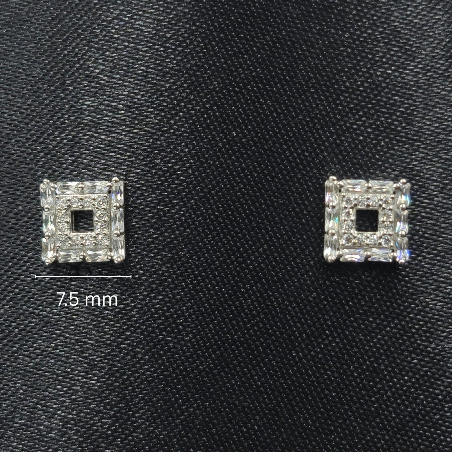 Sparkling CZ Stone Square Earrings in Pure 925 Sterling Silver