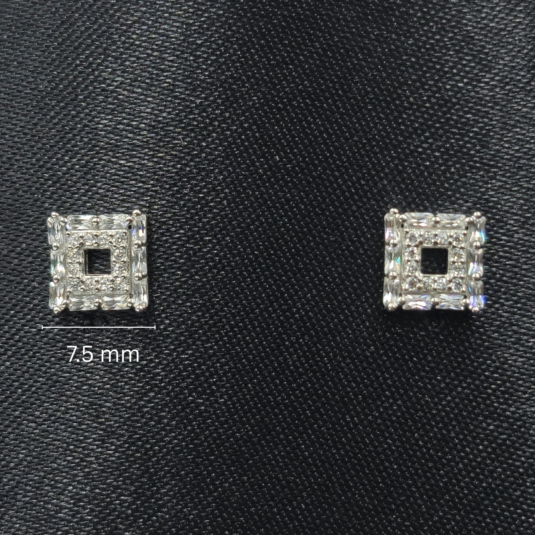 Sparkling CZ Stone Square Earrings in Pure 925 Sterling Silver