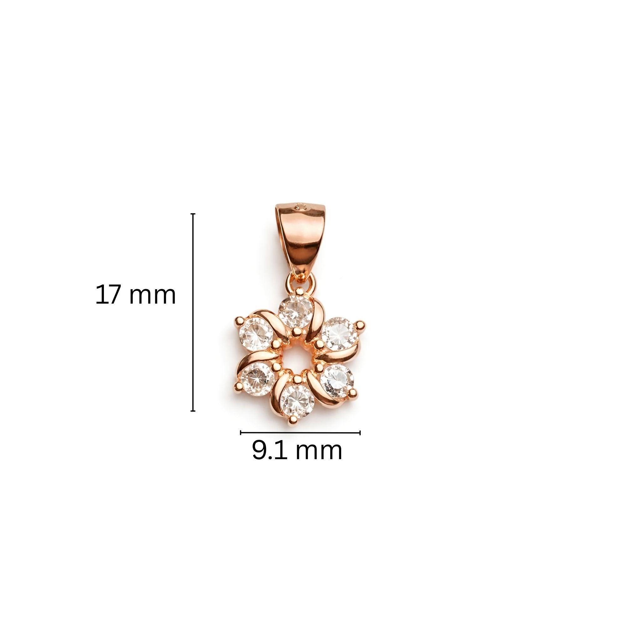 925 Sterling Silver Rose Gold Plated Floral Swirl Pendant with Cubic Zirconia