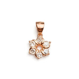 925 Sterling Silver Rose Gold Plated Floral Swirl Pendant with Cubic Zirconia