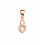 925 Sterling Silver Rose Gold Plated Teardrop Heart Pendant with Cubic Zirconia