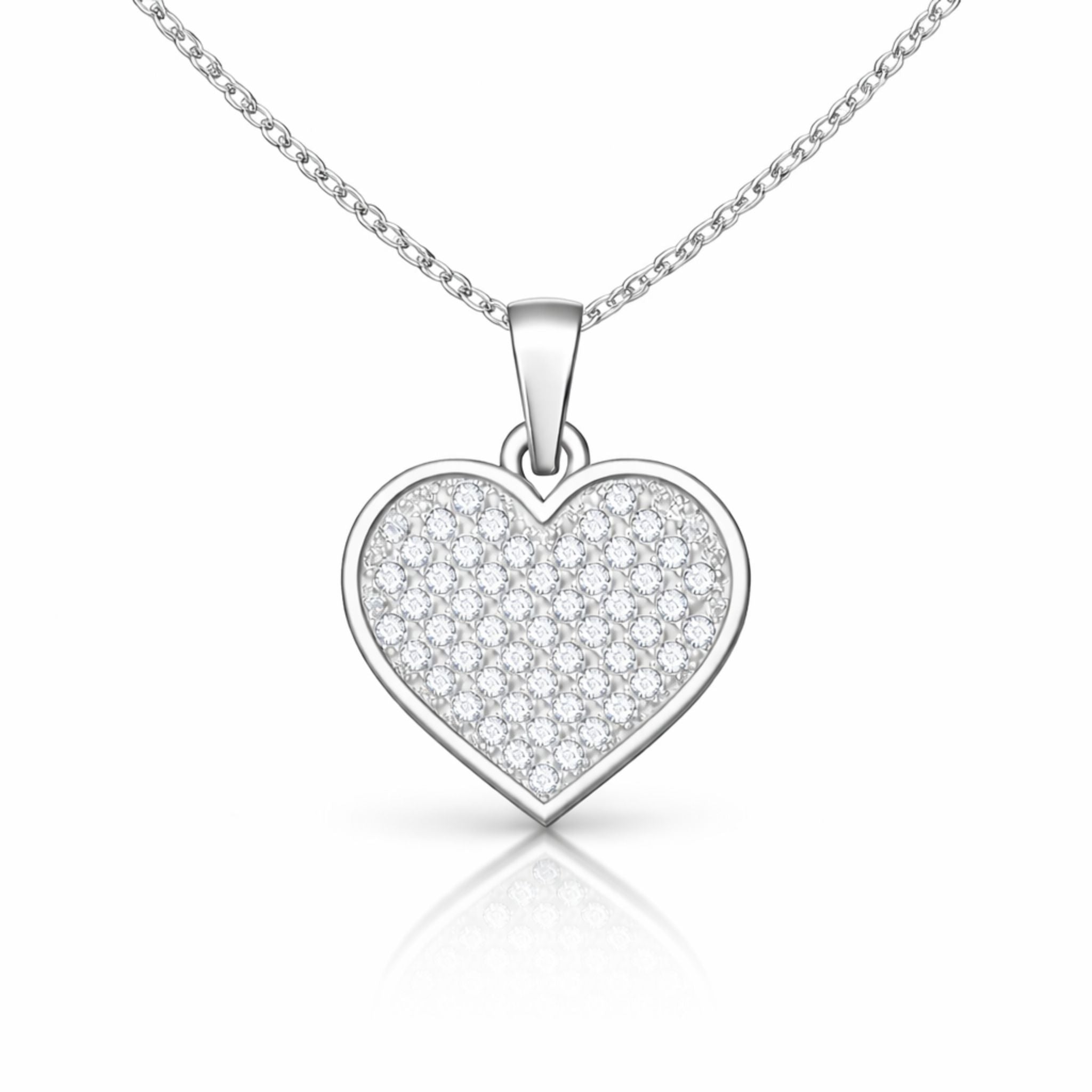 Sparkling Heart Lab-Grown Diamond Pendant in 925 Sterling Silver