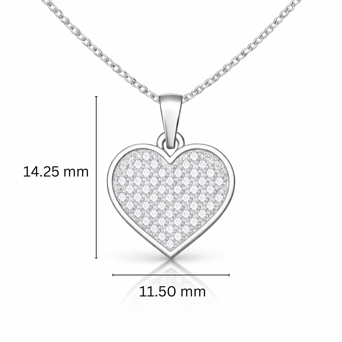 Sparkling Heart Lab-Grown Diamond Pendant in 925 Sterling Silver with Chain