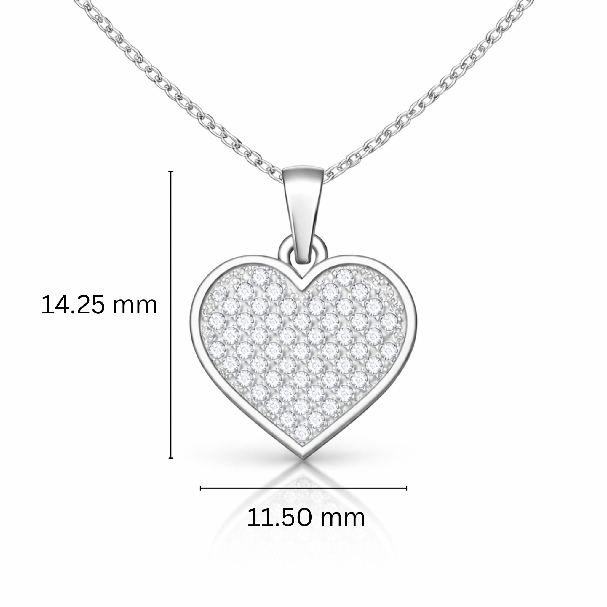 Sparkling Heart Lab-Grown Diamond Pendant in 925 Sterling Silver with Chain