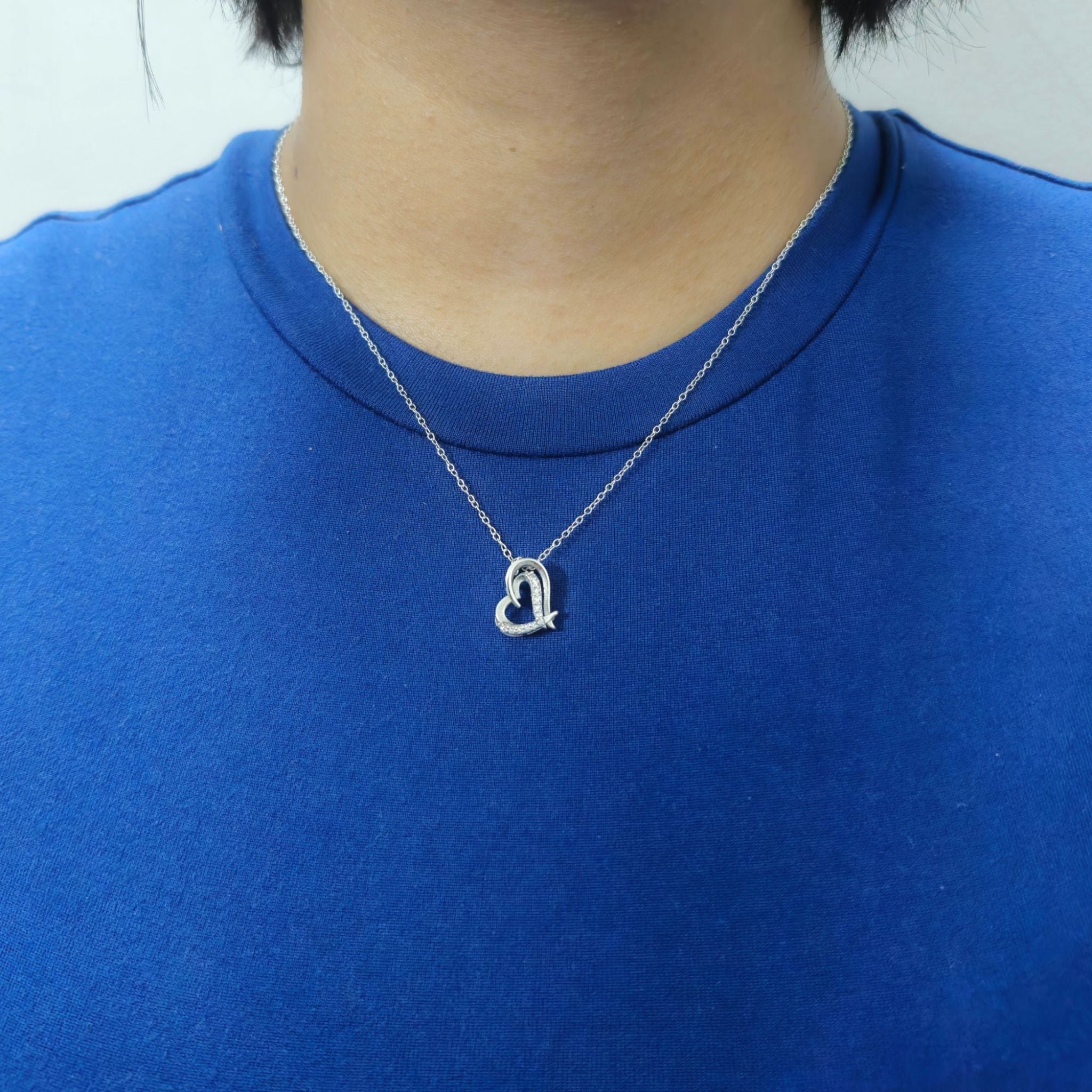 Sparkling Heart Loop Lab Grown Diamond Pendant in Sterling Silve