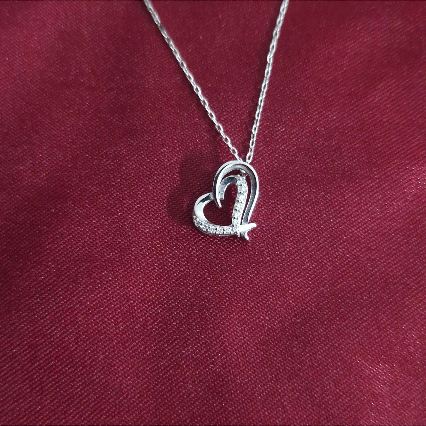 Sparkling Heart Loop Lab Grown Diamond Pendant in Sterling Silve