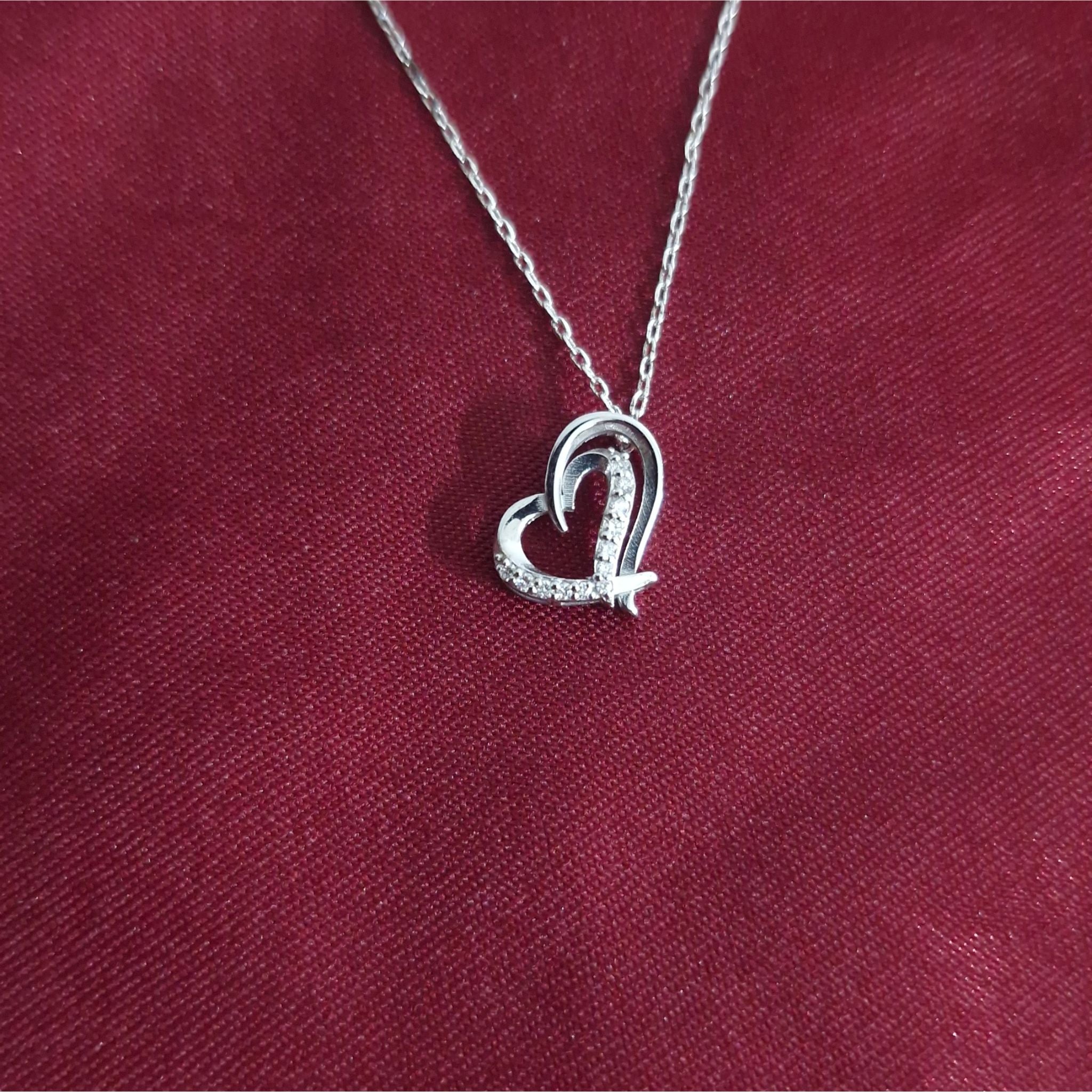 Sparkling Heart Loop Lab Grown Diamond Pendant in Sterling Silve