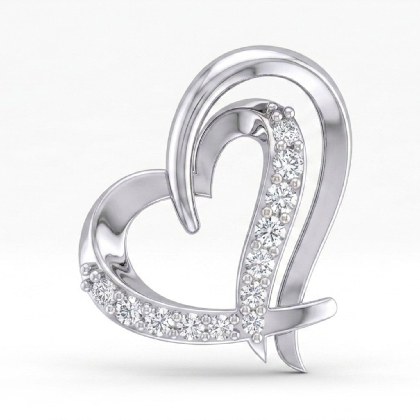 Sparkling Heart Loop Lab Grown Diamond Pendant in Sterling Silver with Chain