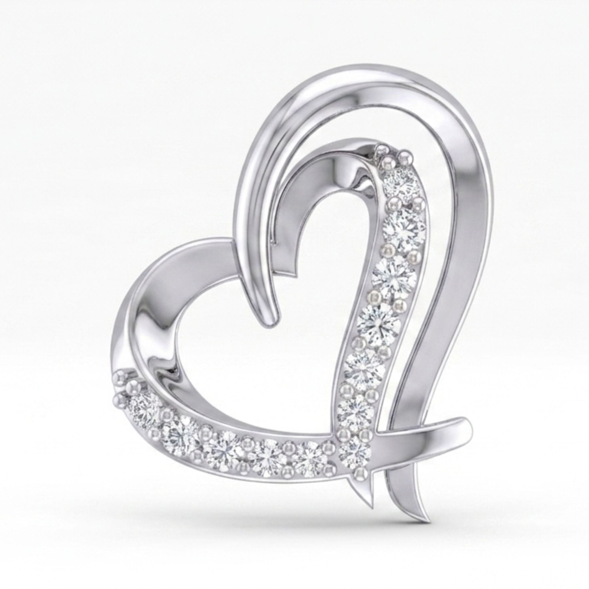 Sparkling Heart Loop Lab Grown Diamond Pendant in Sterling Silver with Chain
