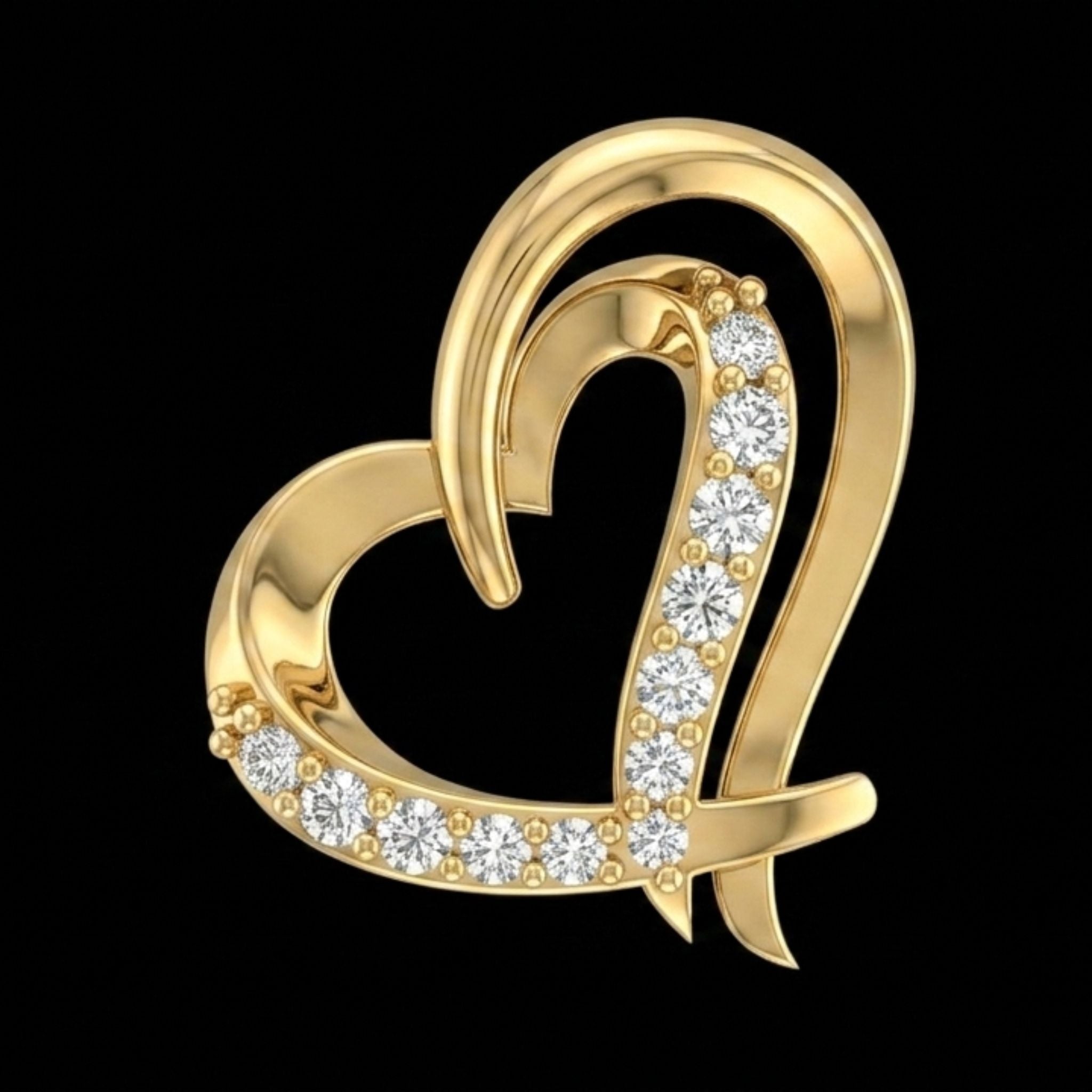 Sparkling Heart Loop Lab Grown Diamond Pendant in Sterling Silver with Chain