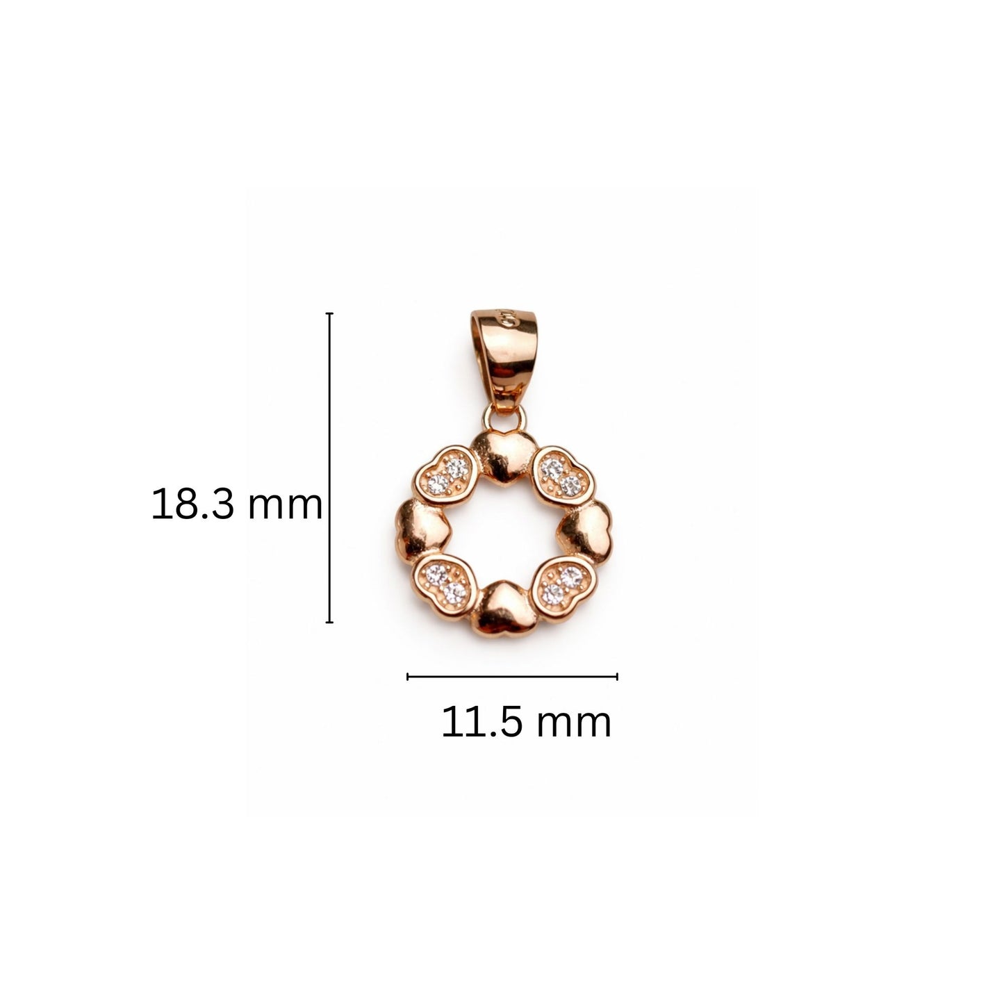 925 Sterling Silver Rose Gold Plated Heart Wreath Pendant with Cubic Zirconia