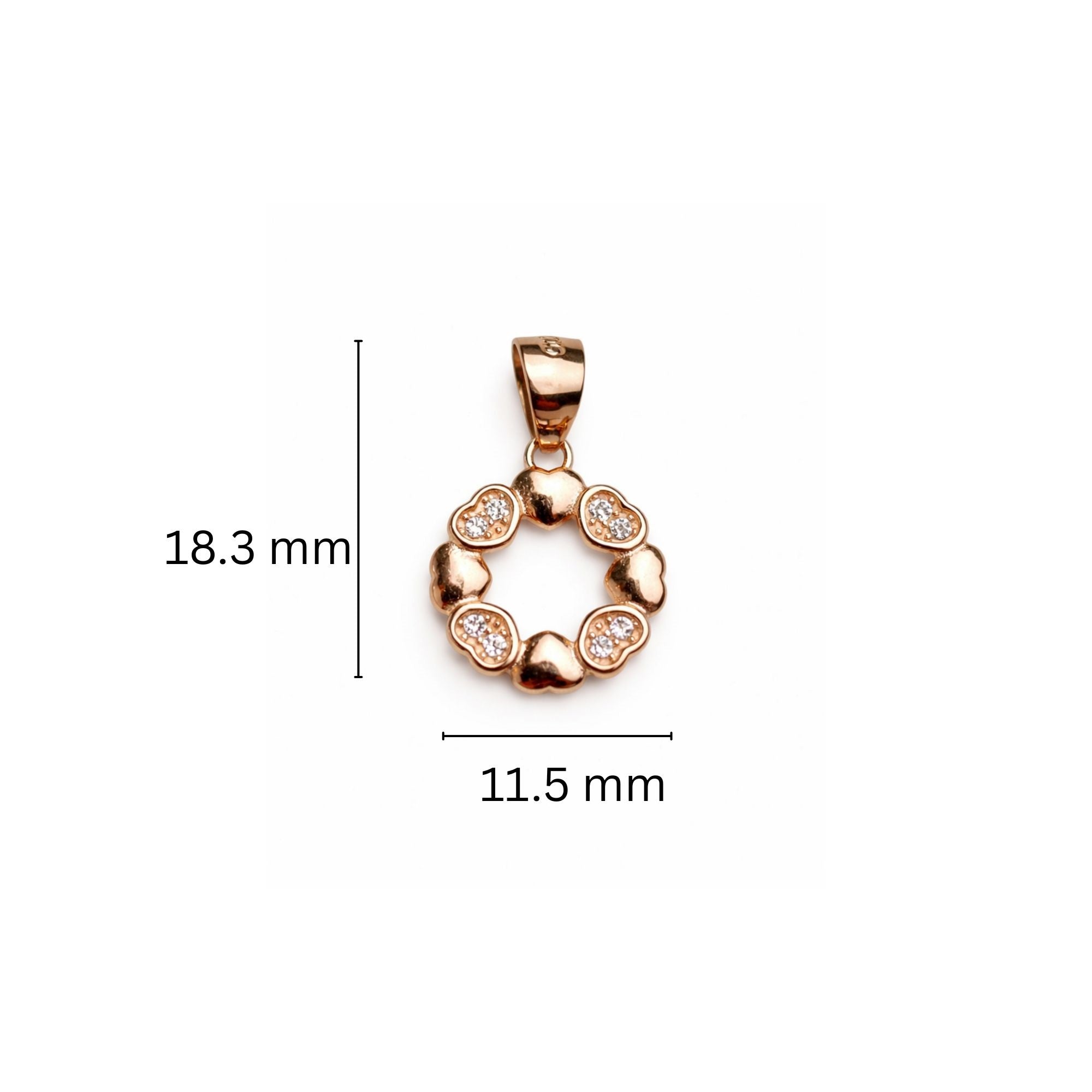 925 Sterling Silver Rose Gold Plated Heart Wreath Pendant with Cubic Zirconia