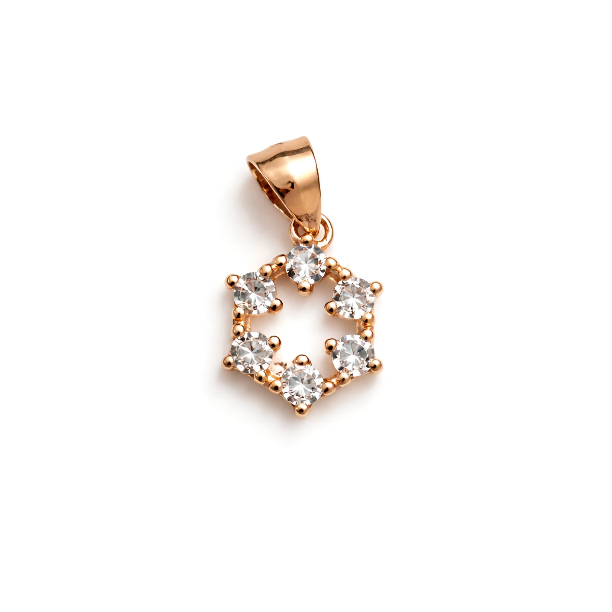 925 Sterling Silver Rose Gold Plated Geometric Flower Pendant with Cubic Zirconia