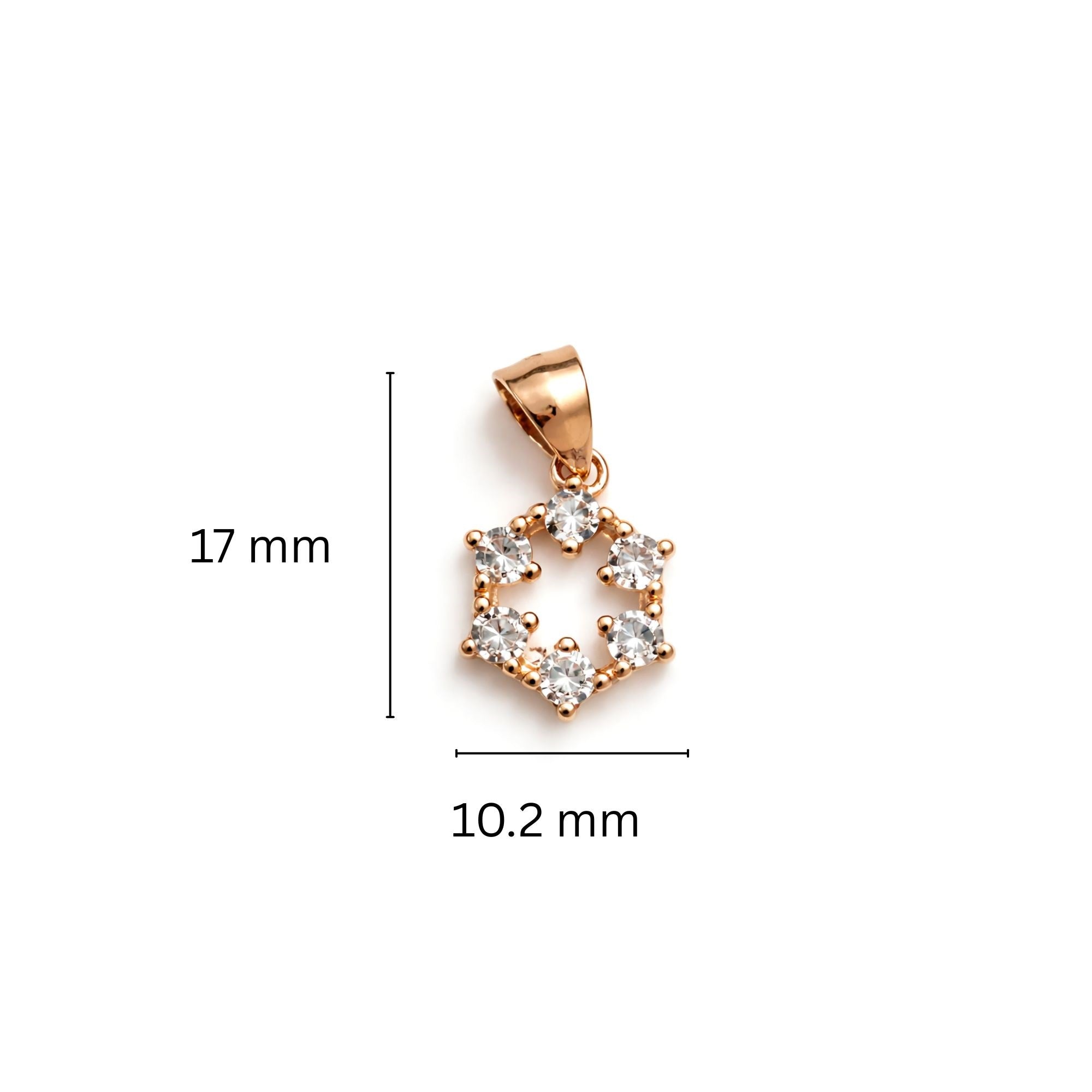 925 Sterling Silver Rose Gold Plated Geometric Flower Pendant with Cubic Zirconia