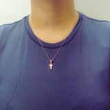 925 Sterling Silver Rose Gold Plated Cross Pendant with Cubic Zirconia