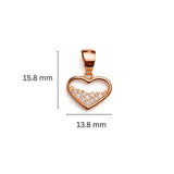 925 Sterling Silver Rose Gold Plated Open Heart Pendant with Cubic Zirconia