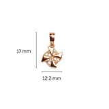 925 Sterling Silver Rose Gold Plated Pinwheel Pendant with Cubic Zirconia