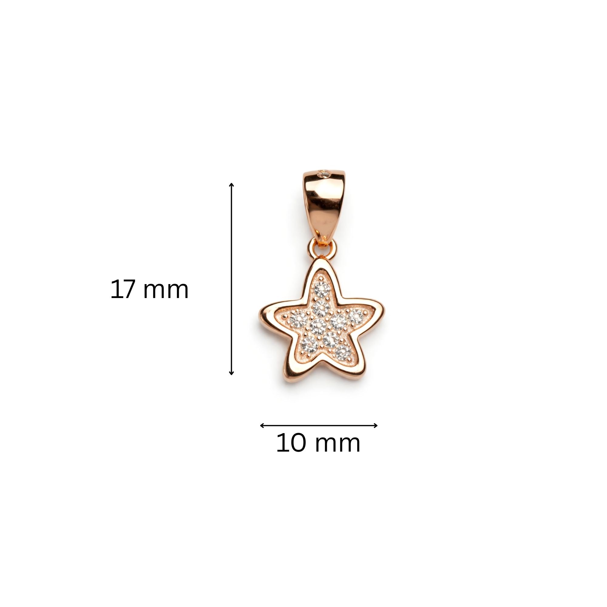 925 Sterling Silver Rose Gold Plated Star Pendant with Cubic Zirconia