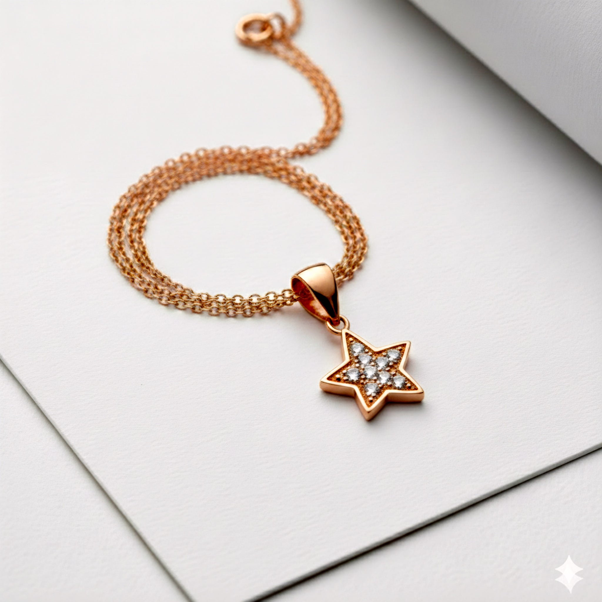925 Sterling Silver Rose Gold Plated Star Pendant with Cubic Zirconia