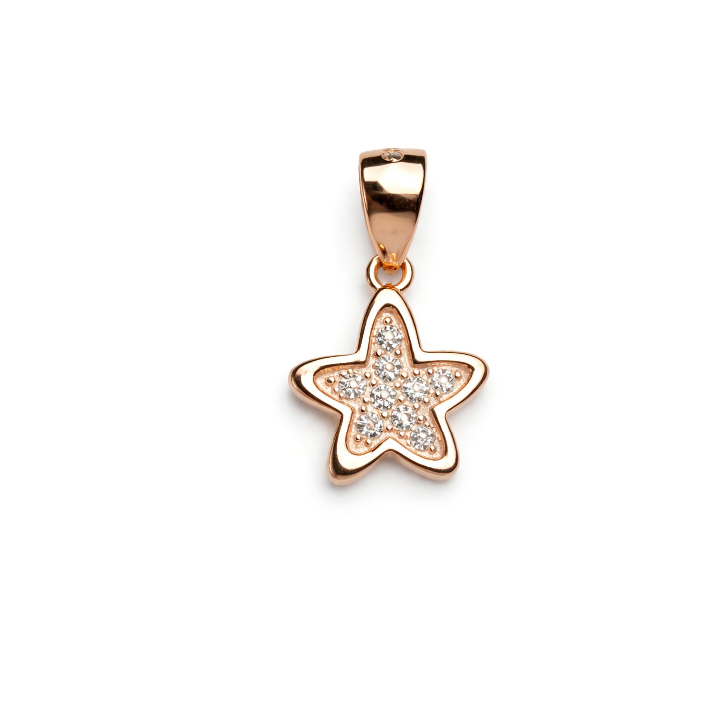 925 Sterling Silver Rose Gold Plated Star Pendant with Cubic Zirconia