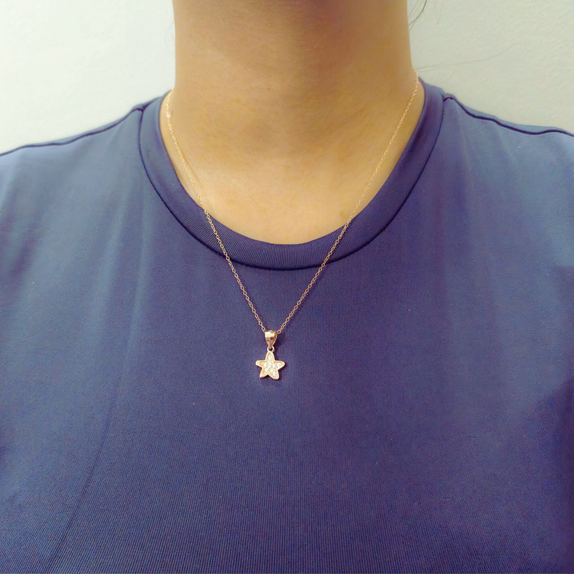 925 Sterling Silver Rose Gold Plated Star Pendant with Cubic Zirconia