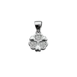 925 Sterling Silver Lucky Clover Heart Pendant with Cubic Zirconia
