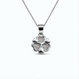 925 Sterling Silver Lucky Clover Heart Pendant with Cubic Zirconia
