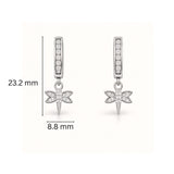 925 Sterling Silver Dragonfly Huggies Drop Earrings With Cubic Zirconia