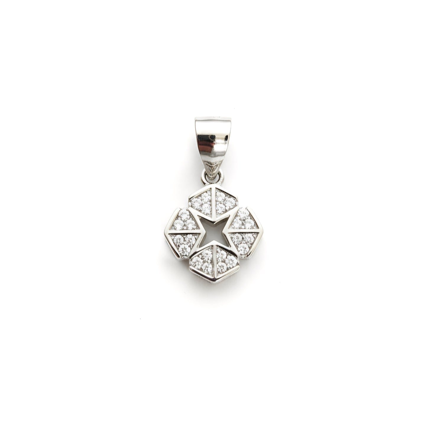 925 Sterling Silver Octagonal Star Pendant with Cubic Zirconia