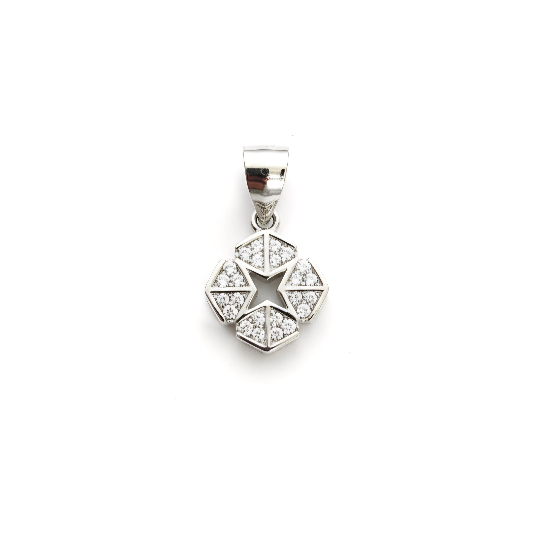 925 Sterling Silver Octagonal Star Pendant with Cubic Zirconia