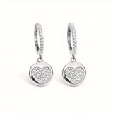 925 Sterling Silver Floating Heart Huggies Drop Earrings With Cubic Zirconia