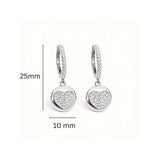 925 Sterling Silver Floating Heart Huggies Drop Earrings With Cubic Zirconia