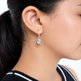 925 Sterling Silver Floating Heart Huggies Drop Earrings With Cubic Zirconia