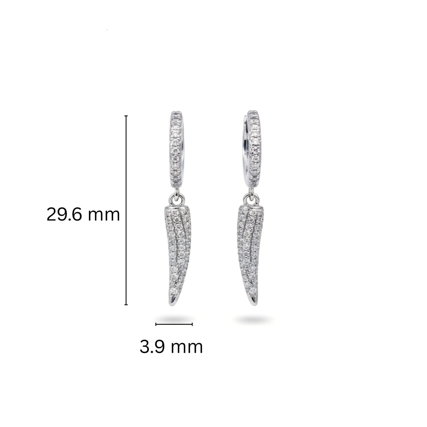 925 Sterling Silver Pavé Huggie Drop Earrings With Cubic Zirconia