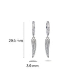 925 Sterling Silver Pavé Huggie Drop Earrings With Cubic Zirconia