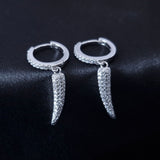 925 Sterling Silver Pavé Huggie Drop Earrings With Cubic Zirconia