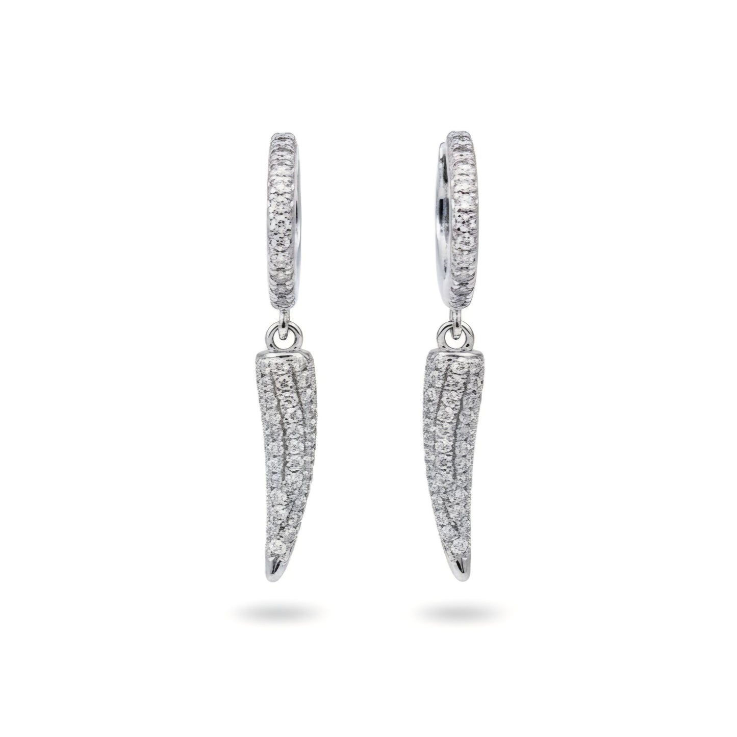 925 Sterling Silver Pavé Huggie Drop Earrings With Cubic Zirconia