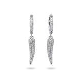 925 Sterling Silver Pavé Huggie Drop Earrings With Cubic Zirconia