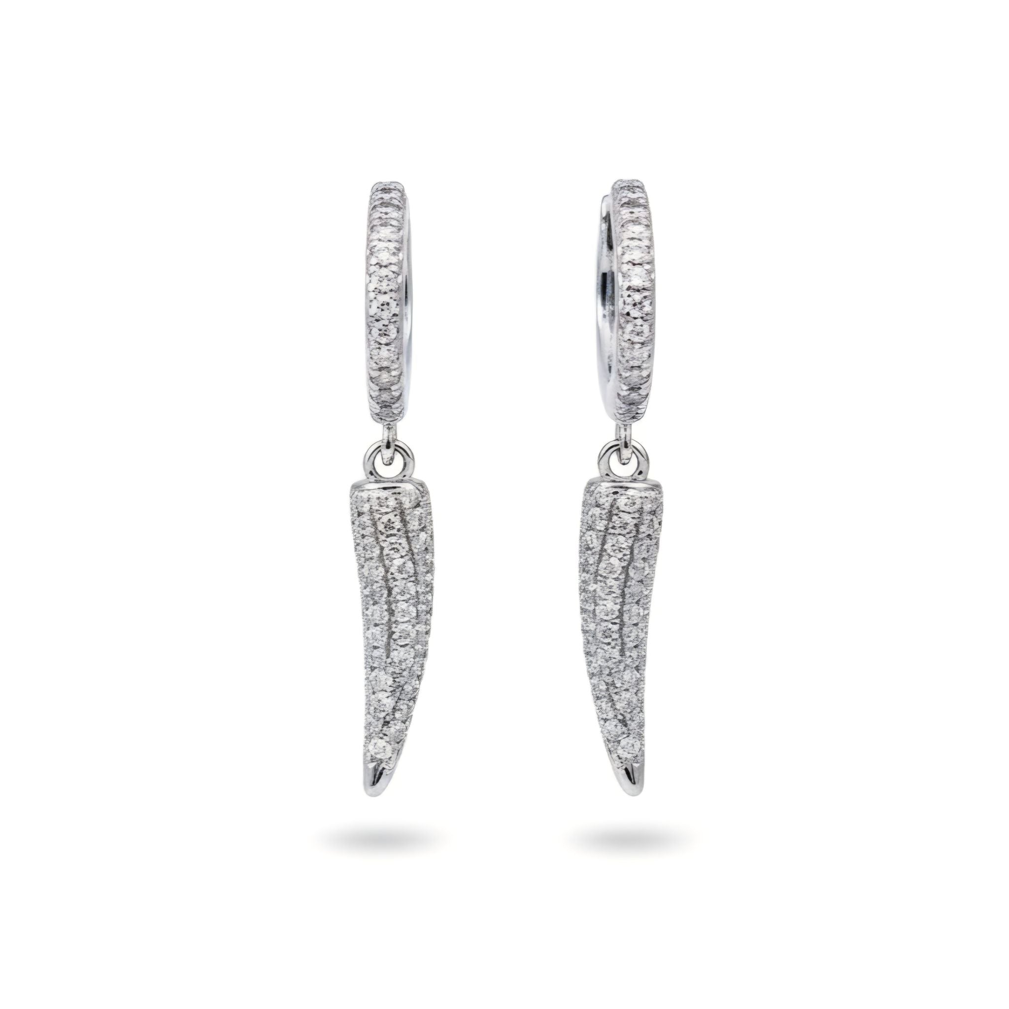 925 Sterling Silver Pavé Huggie Drop Earrings With Cubic Zirconia